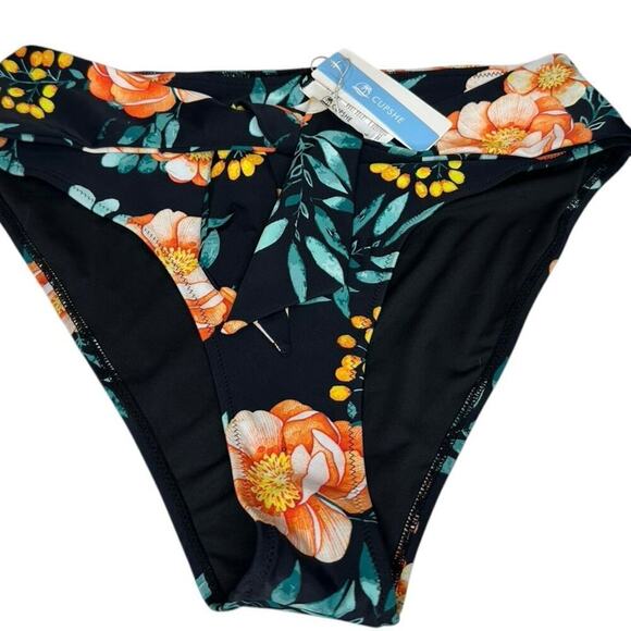 Cupshe NWT Tie Front Bikini Bottom Size L Floral Stretch Boho Beach Resort Vacay - Picture 1 of 4
